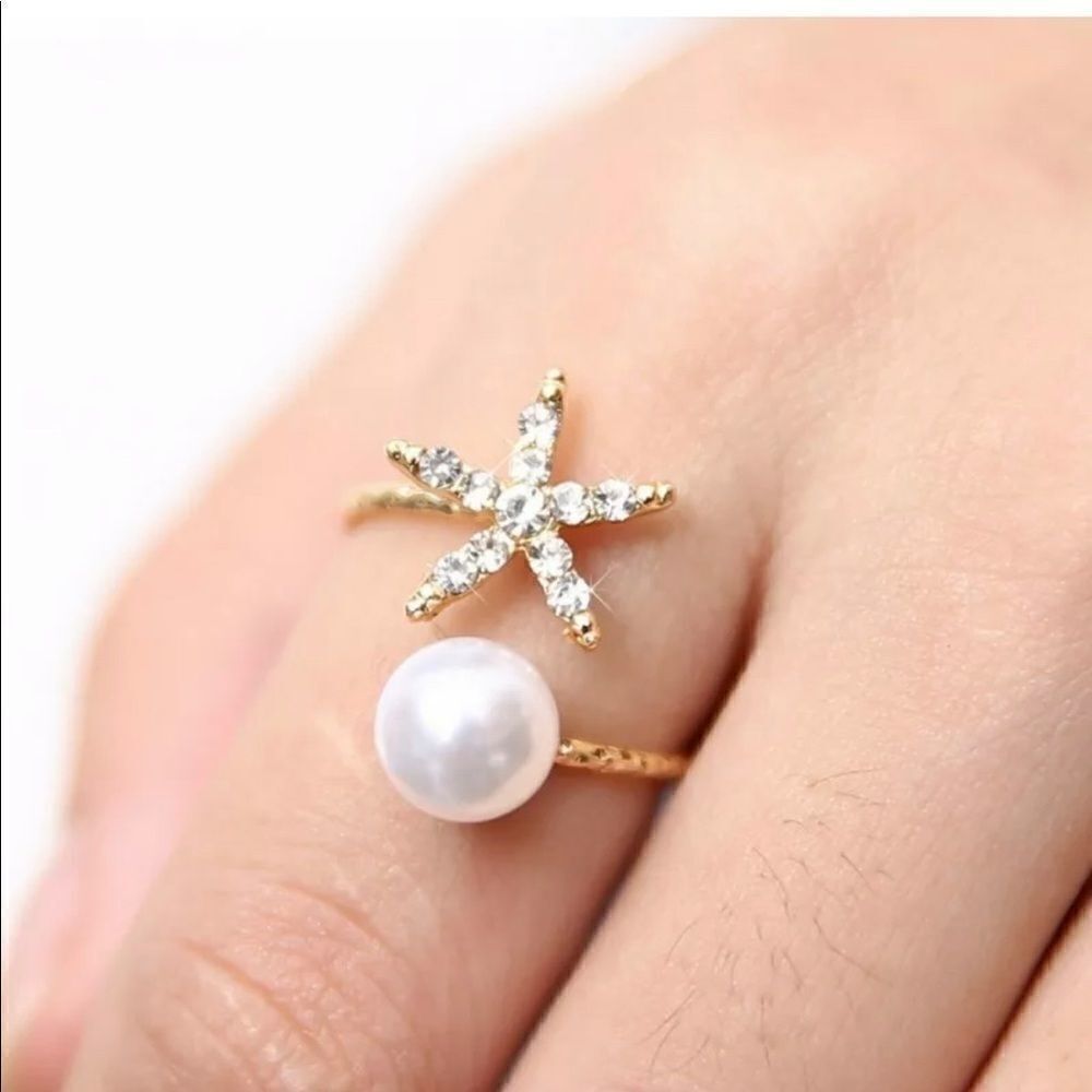 Pearl & Starfish Diamond Ring - Picture 3 of 3